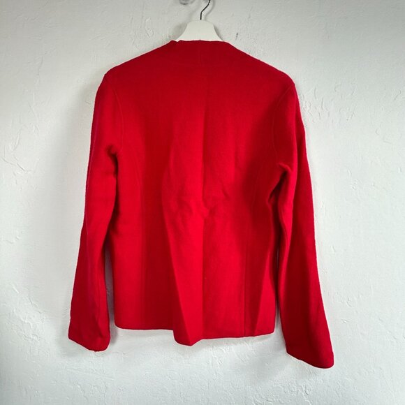 Jones New York Women Red Merino Wool Single-Button Blazer Cardigan Sweater Small - Picture 2 of 11